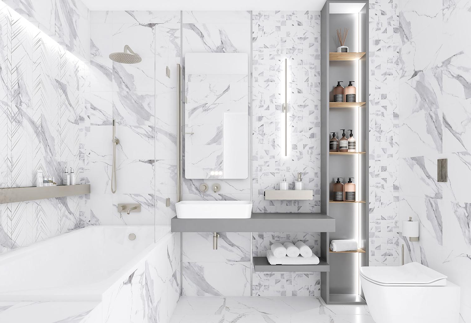 Bathroom illustrating common tile planning and layout mistakes