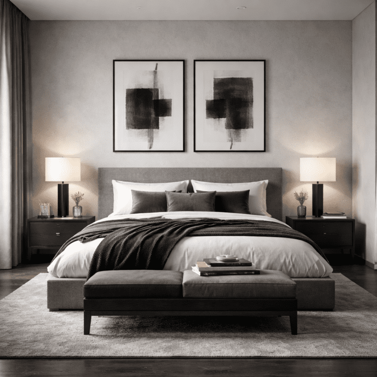 Black and white bedroom interior design